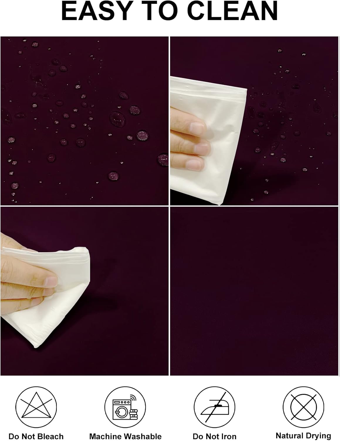 Fokitut 2 Pack Waterproof Rectangle Tablecloth, 90x156 Inch,Stain Resistant and Wrinkle Polyester Table Cloth, Fabric Table Cover for Kitchen Dining, Wedding, Party, Holiday Dinner-Eggplant