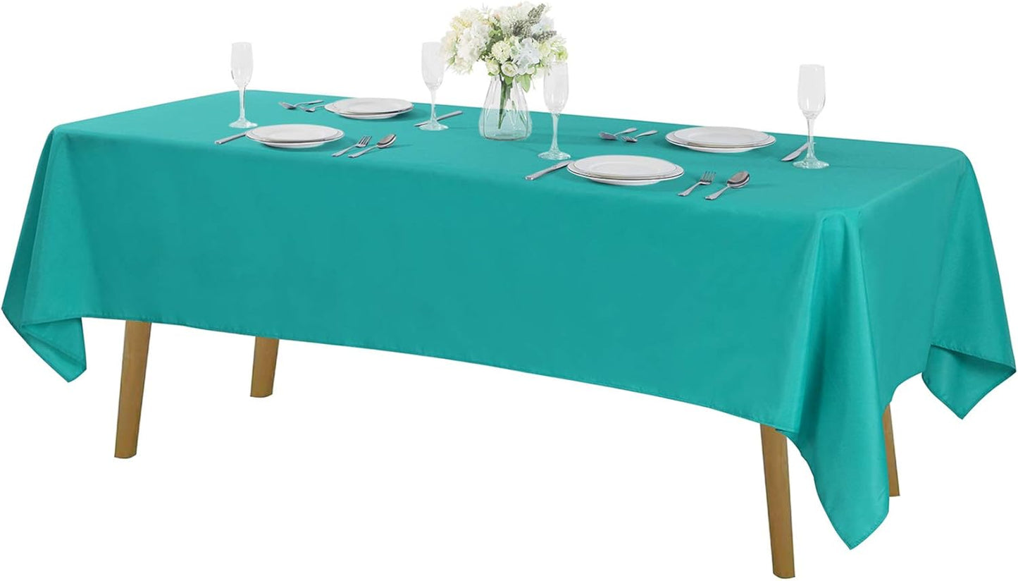 Rectangle Tablecloth 60x102 inch Washable Polyester Fabric Table Cloth for Wedding Party Dining Banquet Decoration（60x102, Turquoise）