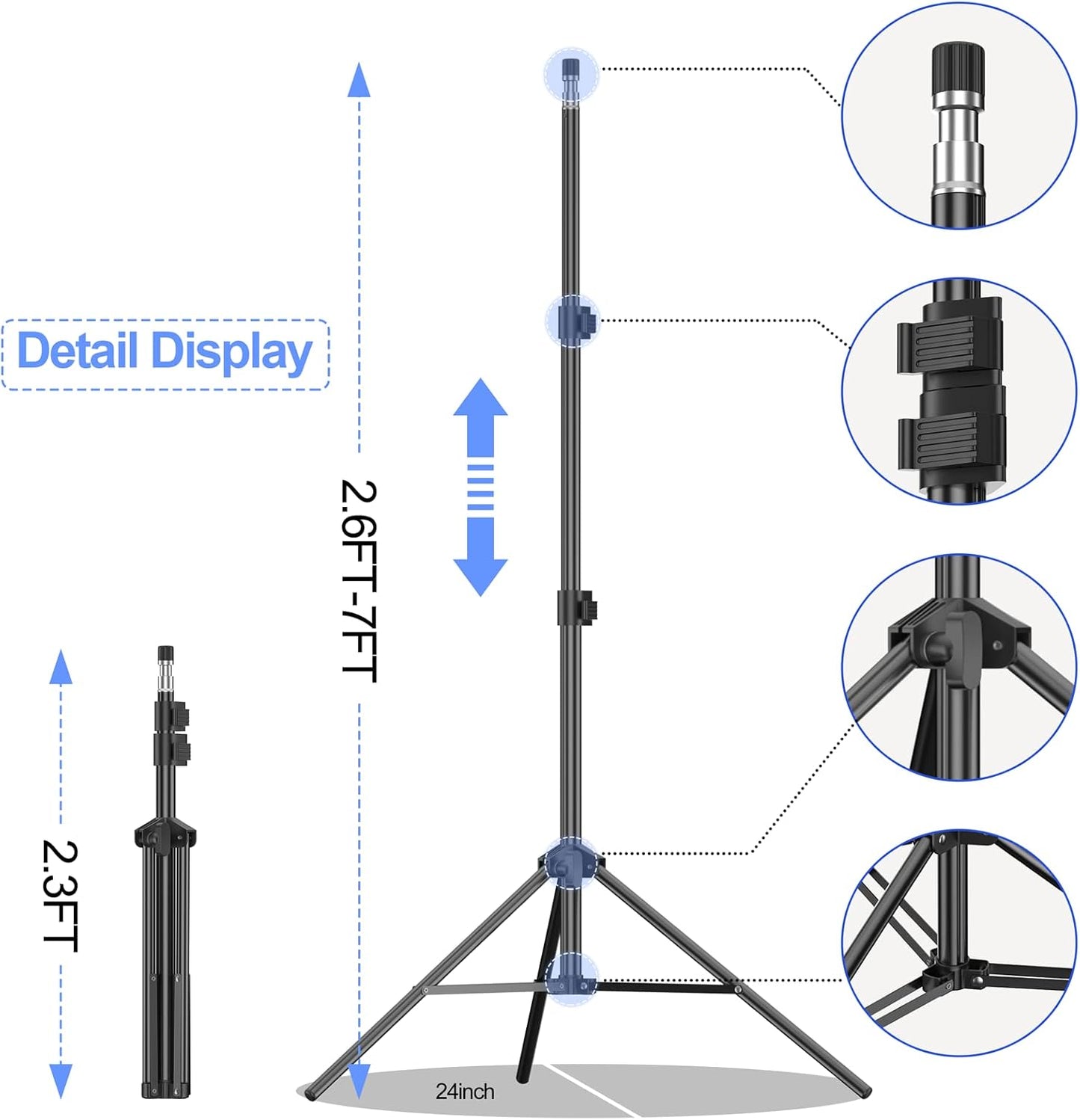EMART Photo Video Studio Backdrop Stand Kit, 7×10ft Adjustable Photography Support System with Polyester Background(Black/White/Green Screen), Spring Clamps and Carry Bag for Photoshoot