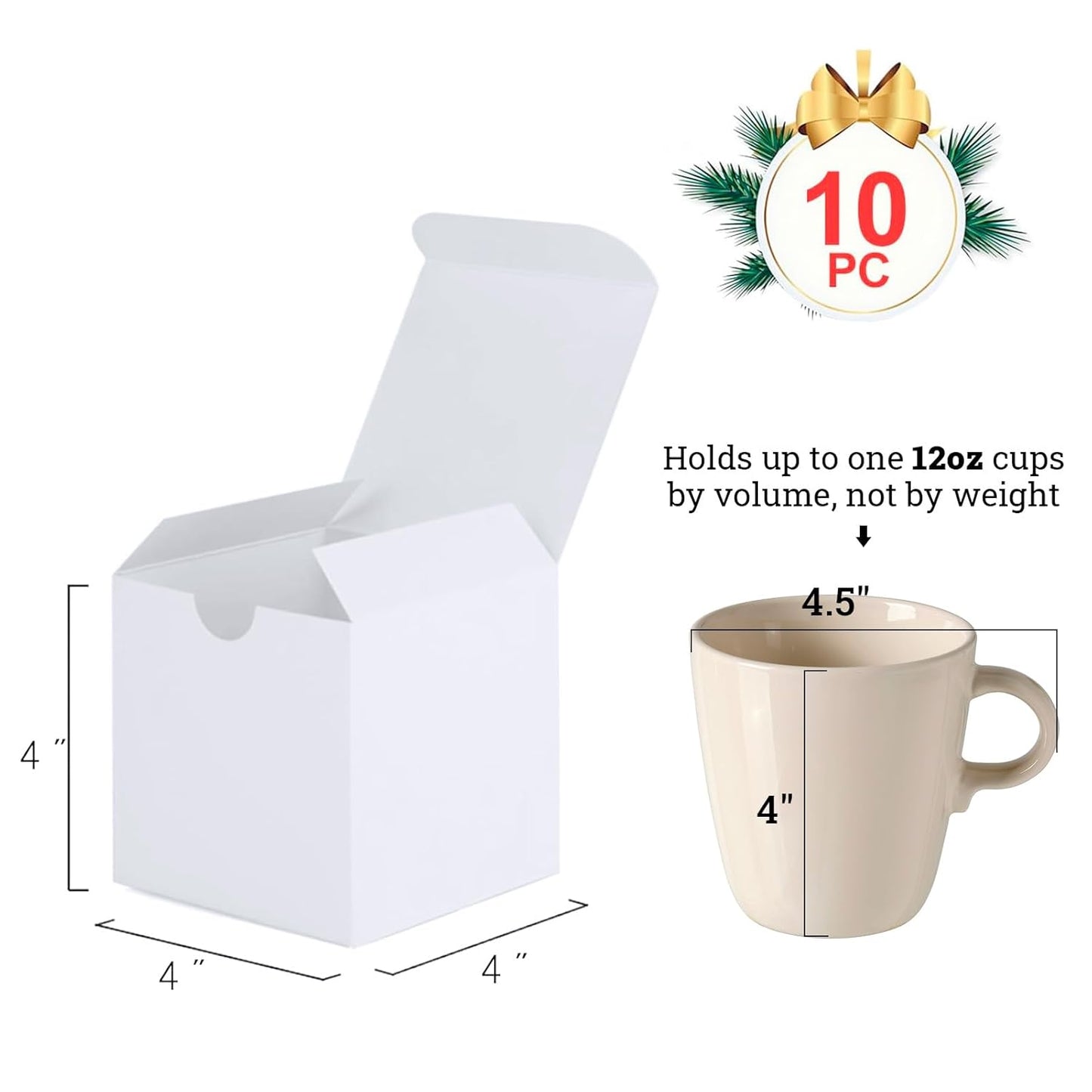 MESHA Small White Gift Boxes 4x4x4'' 10 Pack, Gift Boxes with Lids for Bridesmaid Gifts, Groomsmen, Godmother, Wedding & Party Favor, Bridal Shower, Cupcake Boxes