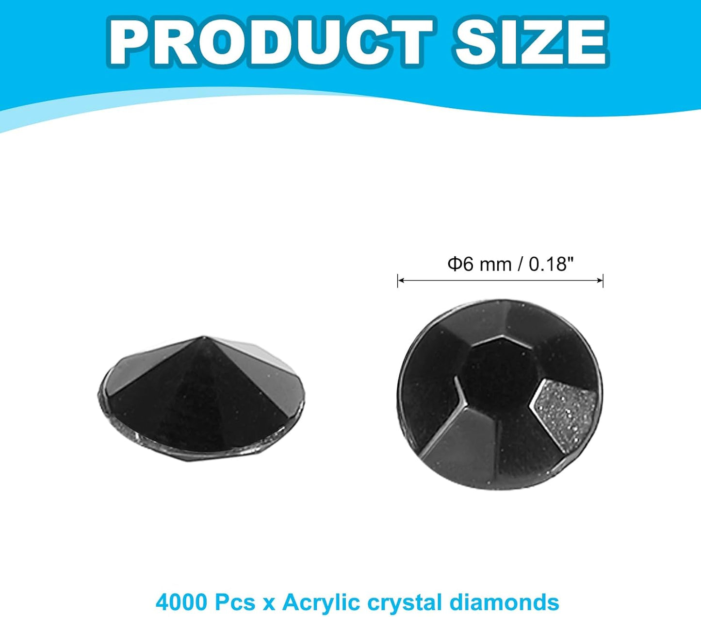 PATIKIL 4000 Pcs Wedding Table Scatter Confetti Crystals 6 mm Acrylic Diamonds Vase Fillers Gems for Table Centerpiece Decorations Party Vase Beads, Black