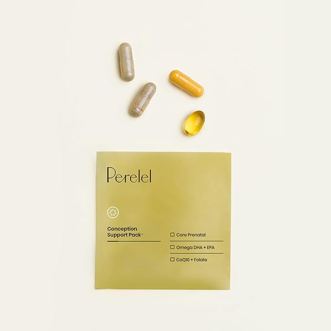 Perelel Conception Support Pack, Prenatal Multivitamin with DHA Omega 3, COQ10 & Folate, Supports Fertility Wellness for Women, Soy & Gluten Free, Non GMO, 30 Daily Pill Packs