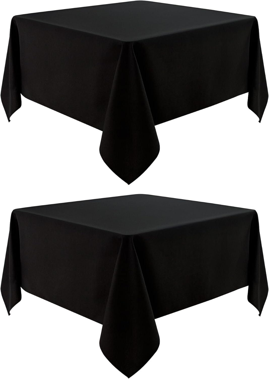 2 Pack Square Table Cloth 70X70 Inch Black Washable Fabric Tablecloth Polyester Solid Dining Table Cover for Birthday Party Dinner Holiday Outdoor Indoor