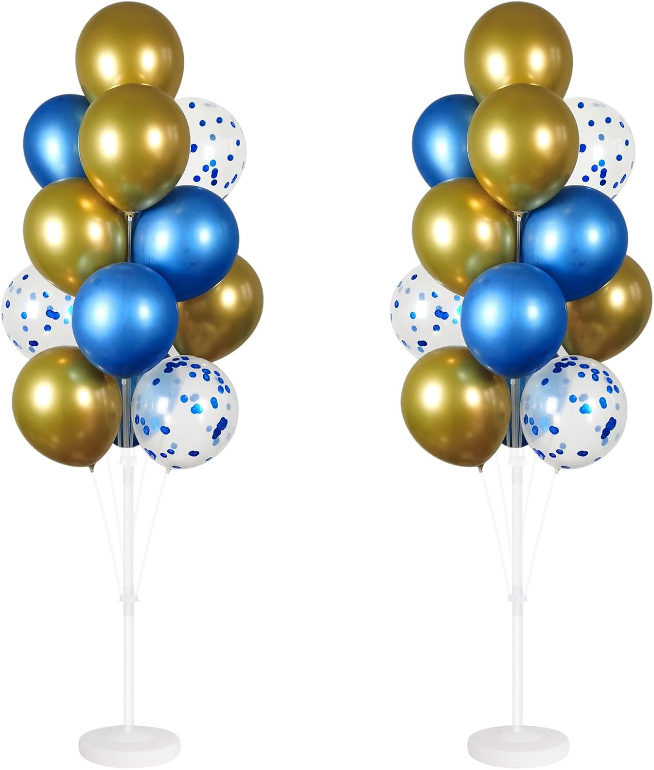 Balloon Column Kit Set of 2 With Balloons Included - Balloon Tower with Stand, Base, and Pole,Backdrop Decoration for Wedding, Baby Shower, Birthday Party, or Bachelorette Parties (Metallic Blue Gold)