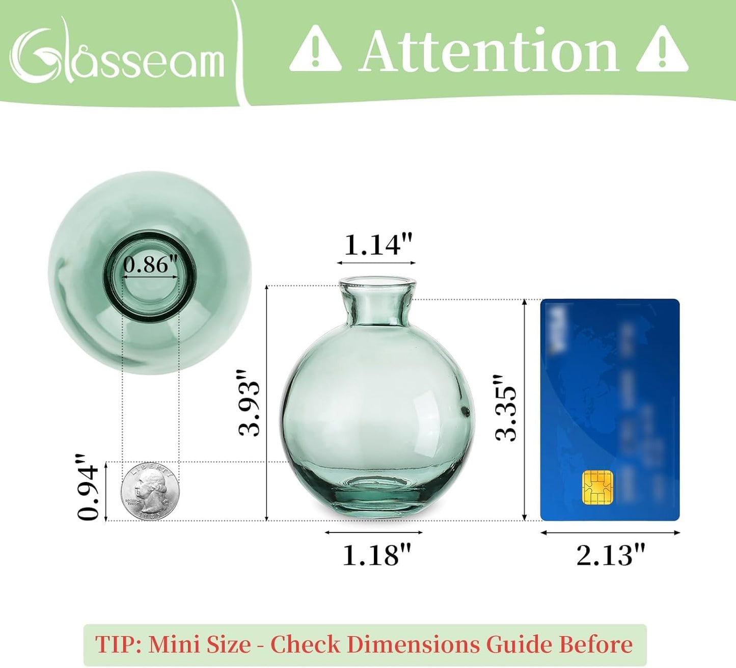 Bud Vases 3Pcs/Set Small Vases Handmade Cute Green Small Vases for Flowers Centerpieces Glass Vases Mini Vase Home Decor Centerpieces, Events Table Decor