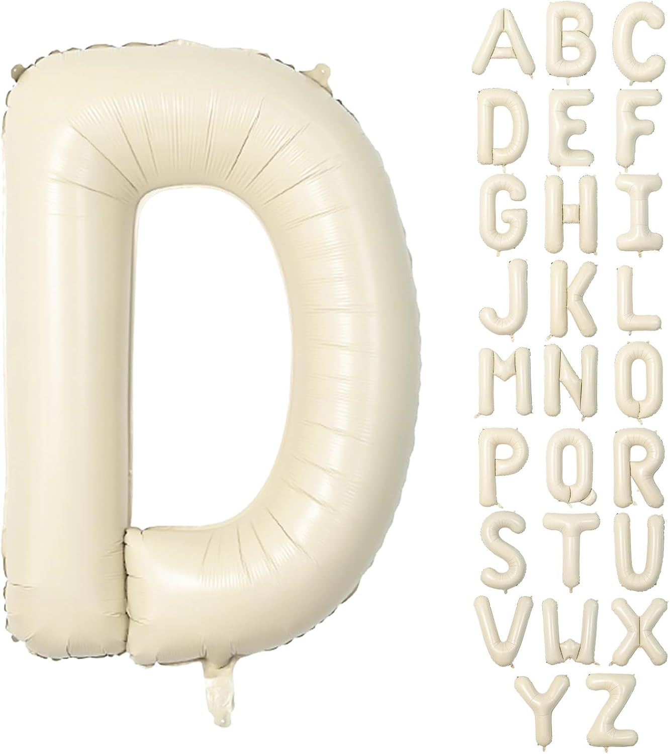 40 Inch Letter Balloons D, Big Custom A-Z Alphabet Foil Name Balloon Cream White, Self Inflating Beige Customize Helium Balloon Letters D for Women Girls Birthday Bride Baby Shower Party Decorations