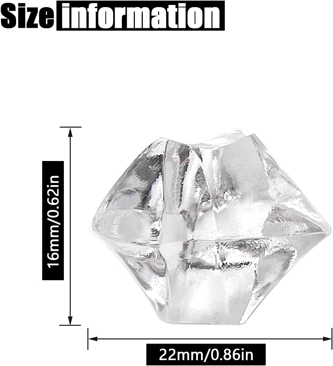 Fake Crushed Ice Cubes, Vase Fillers, 250 pcs 16*22 mm Fake crushed Ice Cubes Artificial Acrylic Crystal Rocks Diamonds for Vase Fillers, Party Favor, Wedding Decoration (0.86*0.62inch,Clear)