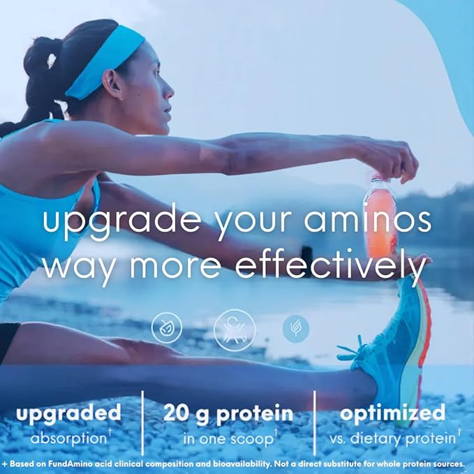 FundAminos EAA + BCAA Amino Acid Powder | Organic, Vegan, Plant-Based | Complete Essential Aminos for Everyday Nutrition | Optimized Protein Utilization | Refreshing Superfruits Blend - 60 Servings