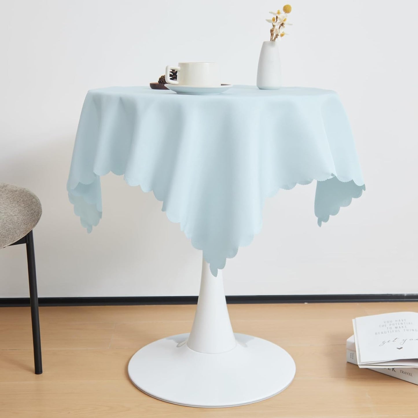 Small Square Light Blue Tablecloth 36 x 36 Inch Polyester Fabric Washable Table Cover Decorative Wrinkle Resistant Solid Color Table Cloth for Dining Party Wedding Camping