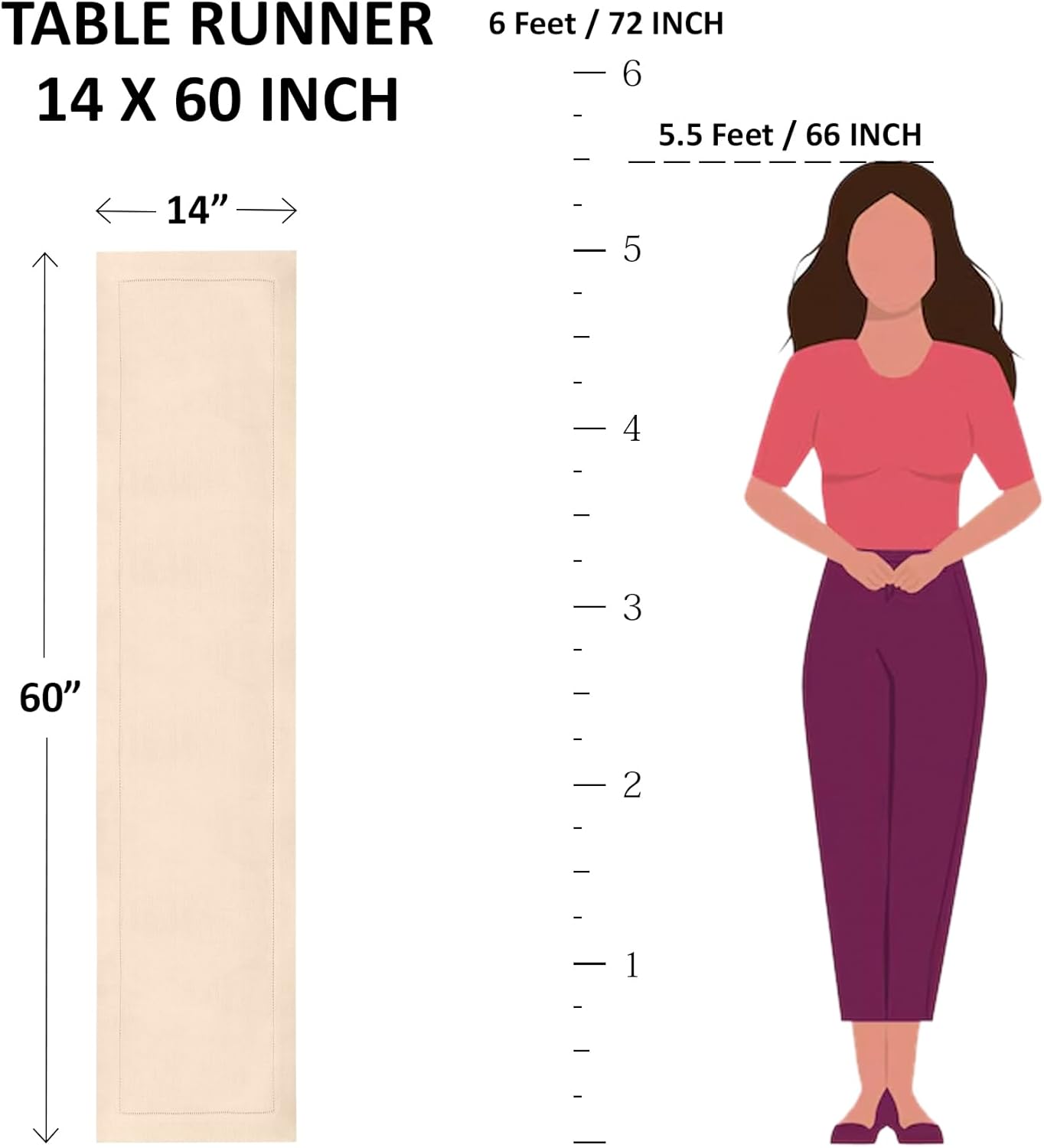 Solino Home Linen Avocado Green Hemstitch Table Runner 60 Inches - 100% Pure Linen Small Table Runner 14 x 60 Inch Ideal for Dresser and Coffee Tables - Classic Hemstitch - Fall, Autumn, Thanksgiving