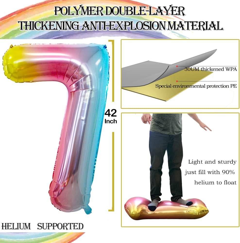 GOER Number 27 Balloons for 27th Birthday Party Decorations,42 Inch Jumbo Foil Helium 72 Balloons for 72nd Birthday Party Decoration (Rainbow)
