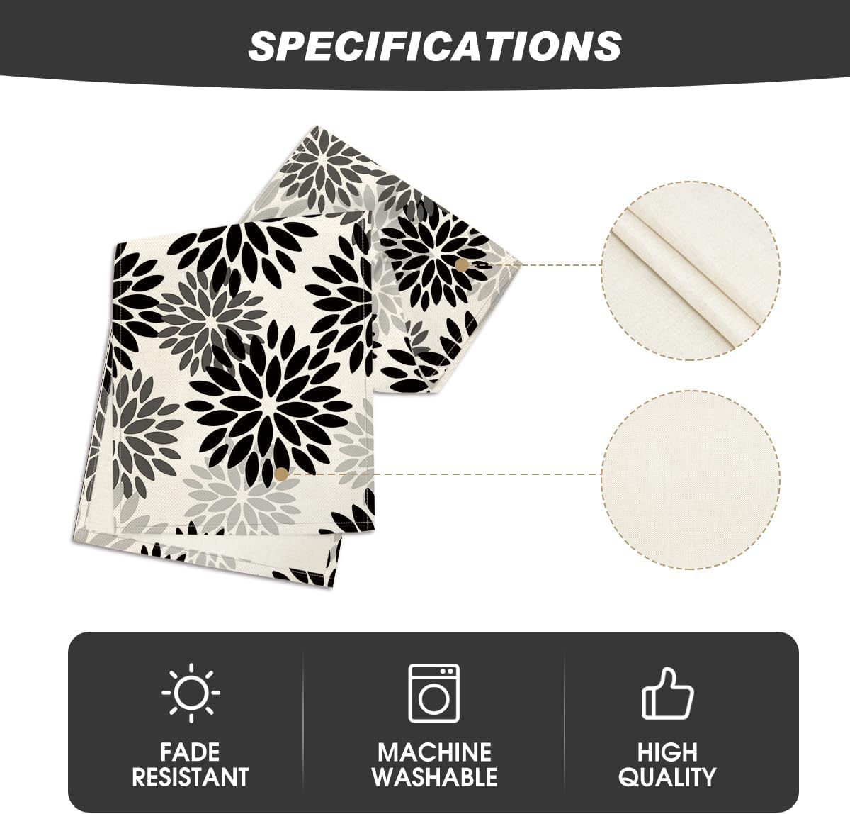 Artoid Mode Black Dahlia Floral Pinnata Halloween Table Runner, Fall Autumn Kitchen Dining Table Decoration for Home Party Decor 13x90 Inch