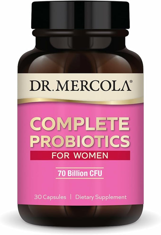 Dr. Mercola Complete Probiotics for Women - Supports Gut, Vaginal & Immune Health - Contains Lactobacillus Strains - Non-GMO, Gluten-Free & Soy-Free - 30 Capsules (30 Servings)