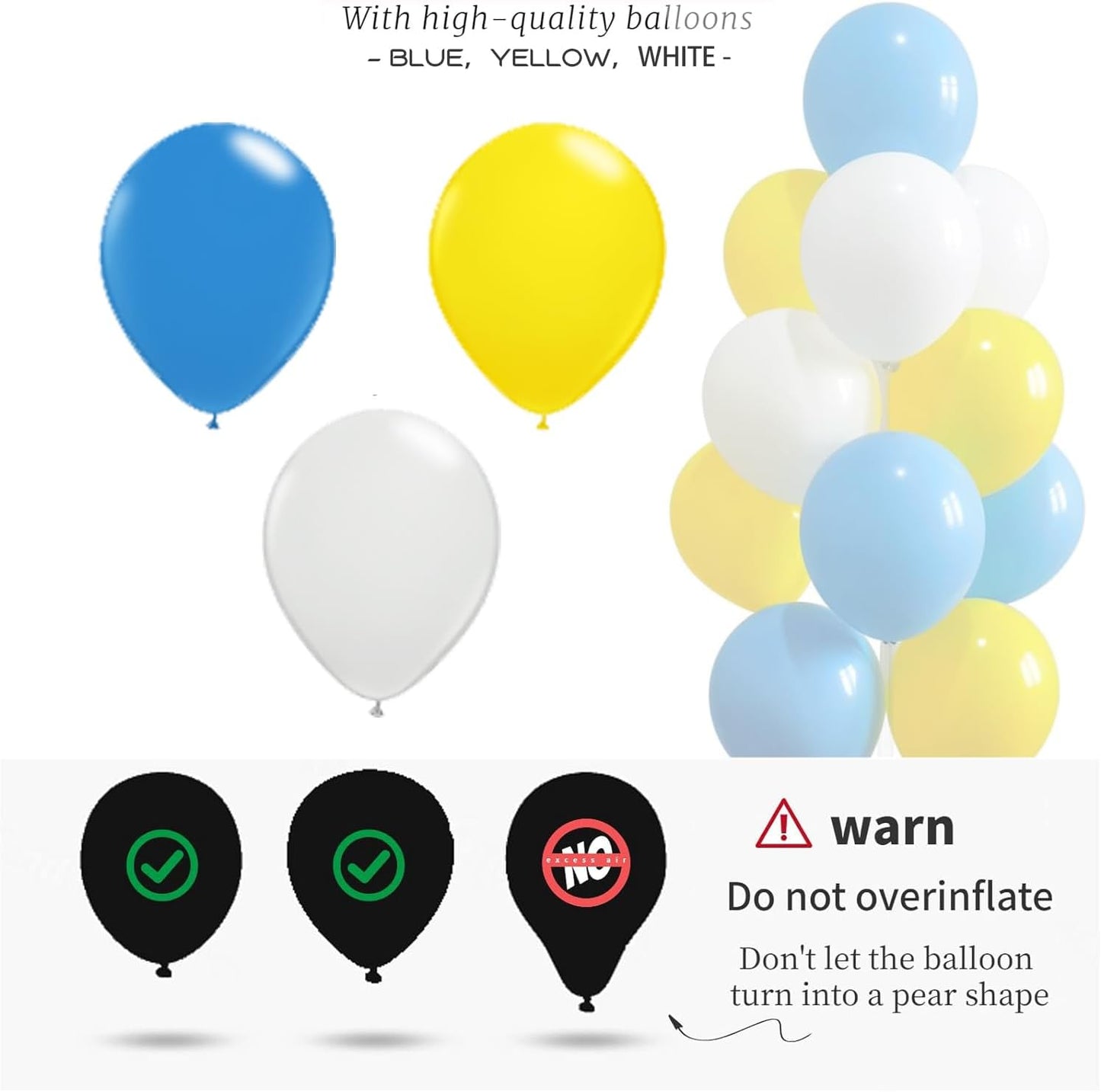 Balloon Column Kit for Floor- Set of 2,Balloon Columns with Stand, Base and Pole,Balloon Tower Backdrop Decoration for Wedding, Baby Shower, Birthday Party, or Bachelorette Parties (Blue Yellow White)