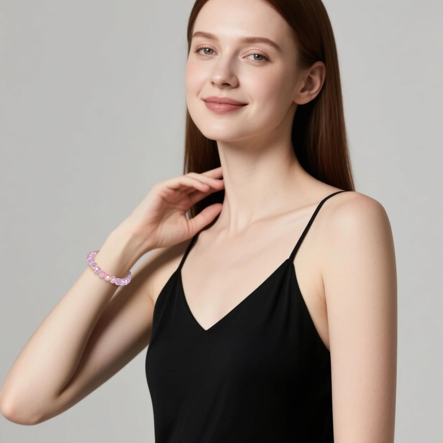 460Pcs 8mm Crystal Glass Beads for Jewelry Making Beads for Bracelets Necklace Pendants Making Supplies(Pink)