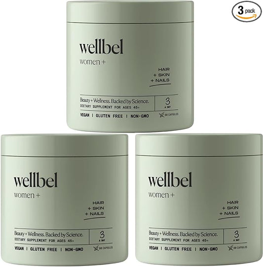WELLBEL Women + Clean Supplement for Hair, Skin, and Nails, Vegan, Gluten Free, Non GMO 90 Count - 3 Pack