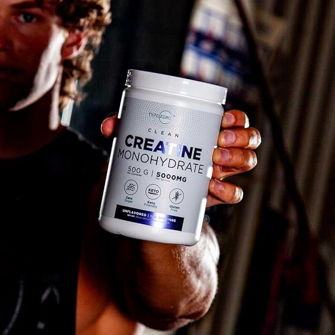 Type Zero Creatine Monohydrate (Unflavored | 500g), 5000 mg Per Serving, Micronized, Zero Sugar, Keto Friendly & Gluten Free, 100 Servings