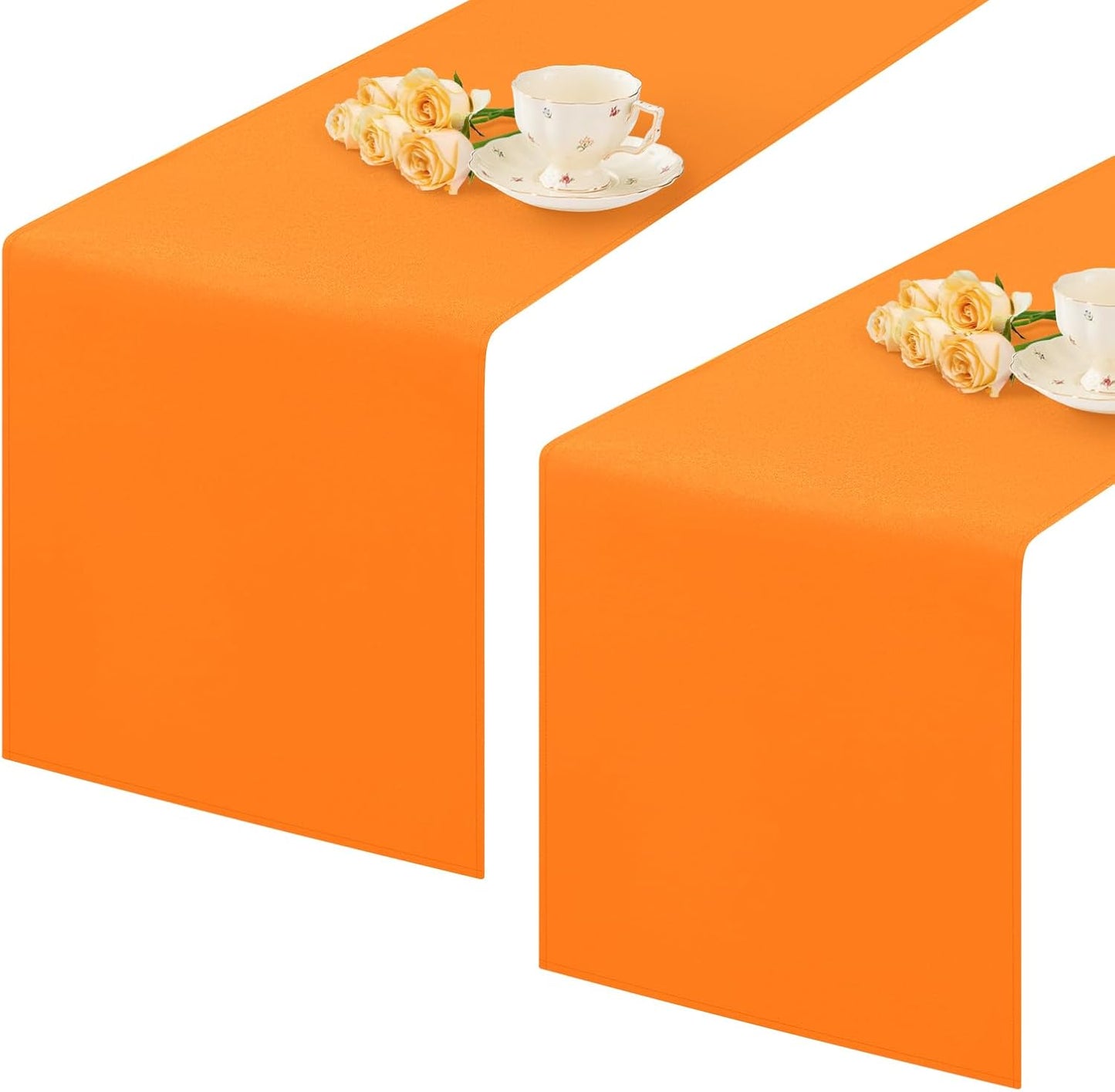 2 Pack Orange Long Table Runner 12 x 108 Inch Solid Color Farmhouse Runners Coffee Table Dresser for Daily Party Home Decoration