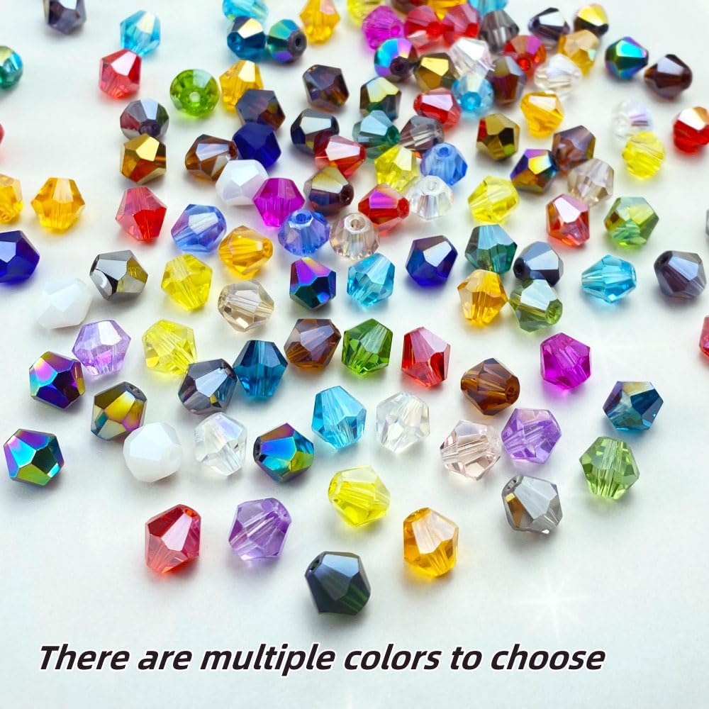 400pcs 4mm Bicone Crystal Glass Beads Loose Spacer Beads Faceted Craft Beads for Jewelry Making DIY Necklace Bracelet Earring Wind Chimes Suncatchers Ornamen(Silver Champagne AB)