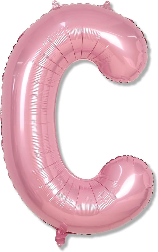 40 Inch Pink Letter Balloon C, Giant Alphabet A - Z Foil Balloon Baby Pink, Self Inflating Pearl Pink Letter Balloon C, Mylar Letter Customize Balloons for Girl Birthday Party Decoration Supplies