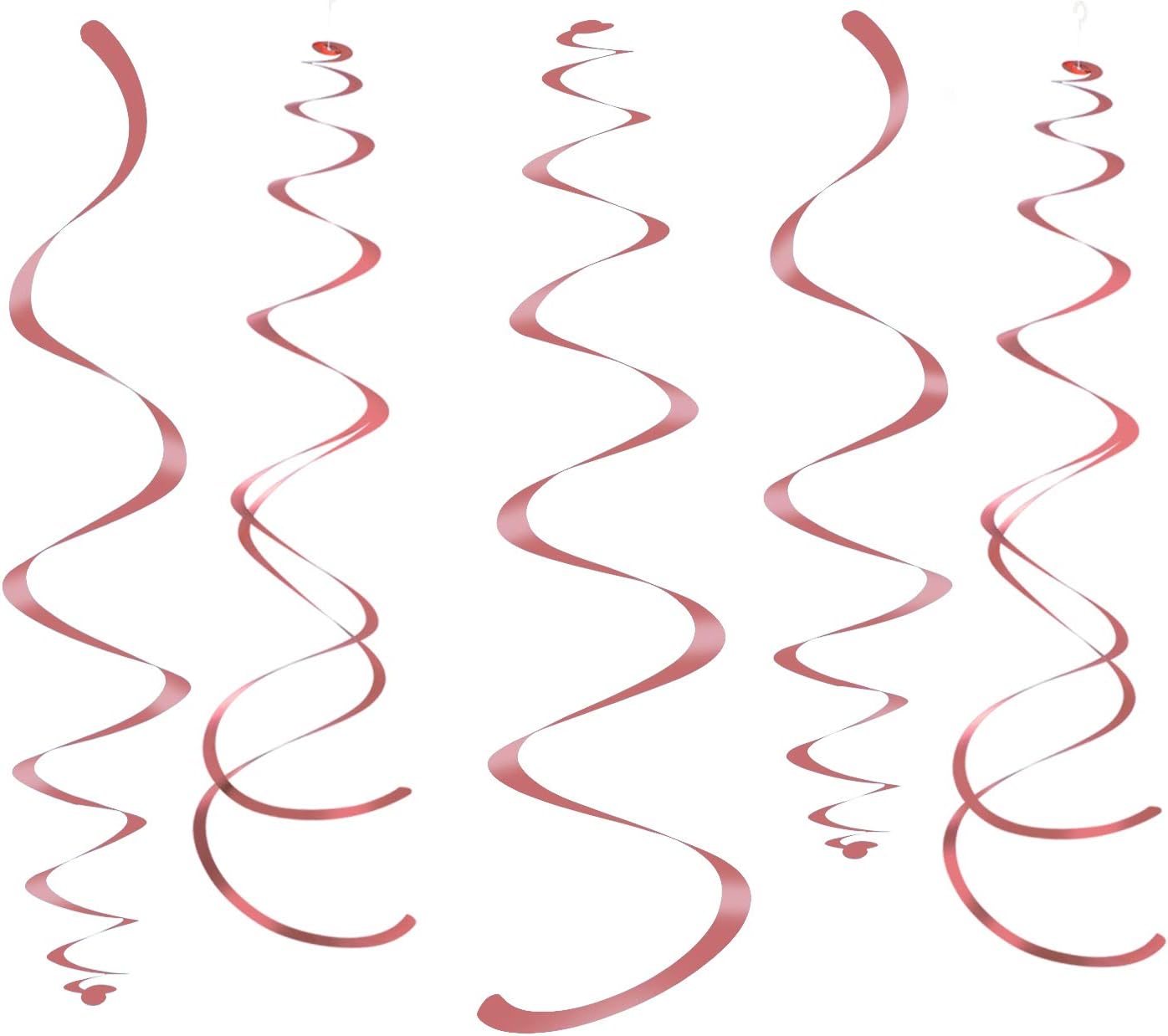 Rose Gold Party Hanging Swirl Decorations Sparkly Foil Streamer for Ceiling, Pack of 28