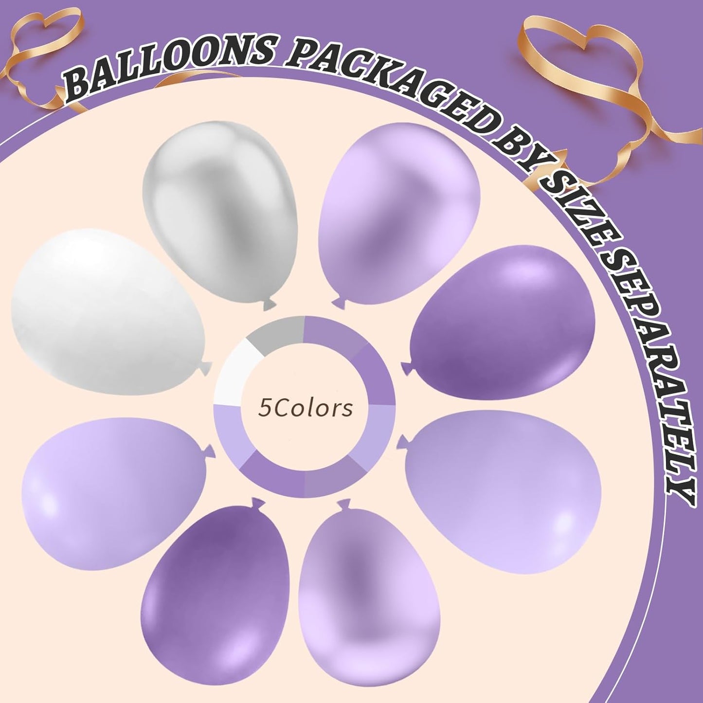 412Pcs Purple Balloon Garland Arch Kit,18 12 10 5 Inch Different Size Lavender Latex Metallic Silver Balloons for Butterfly Birthday Girls Women Wedding Birthday Baby Shower Party Decorations