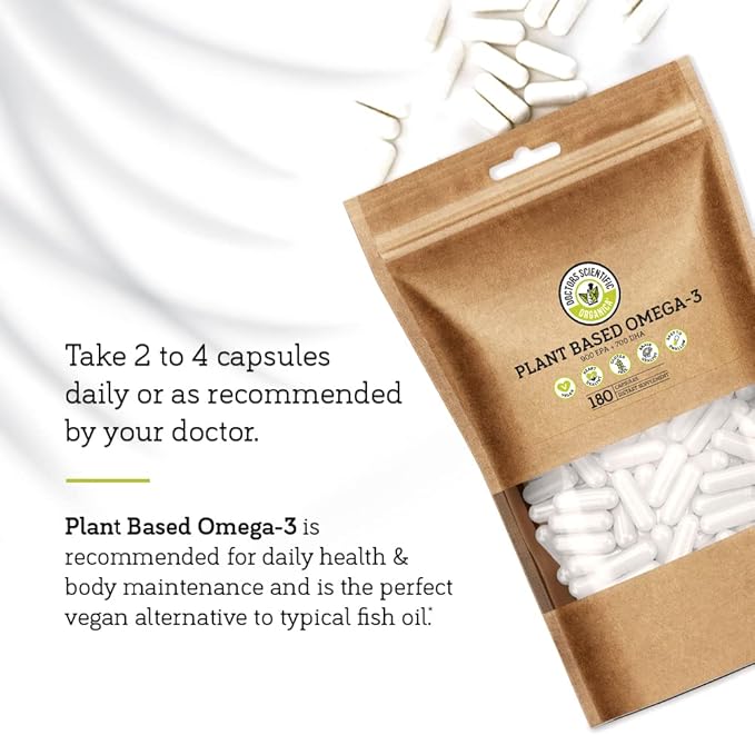 DSO Vegan Omega 3 Algae Supplement - 180 Capsules - Plant Based Fish Oil Alternative - EPA & DHA Supplements - Algae Omega 3 Fatty Acids Supplement - Eco-Friendly Packaging - Made in The USA