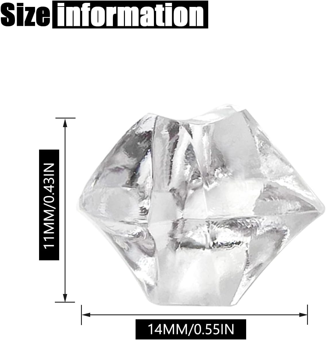 Fake Ice Cubes, 1000 Pcs Acrylic Ice Rocks for Centerpieces, 11 * 14 mm Artificial Ice Table Scatter, Fake Crushed Ice Acrylic Vase Fillers Christmas Decorations