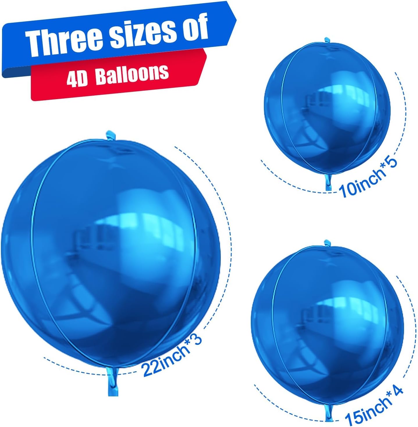 12Pcs Dark Blue Round Foil Balloons, 22" 15" 10" 4D Helium Ball Balloon, Metallic Blue Foil Balloon for Birthday Graduation Wedding Anniversary New Year Eve Disco Prom Party Decorations