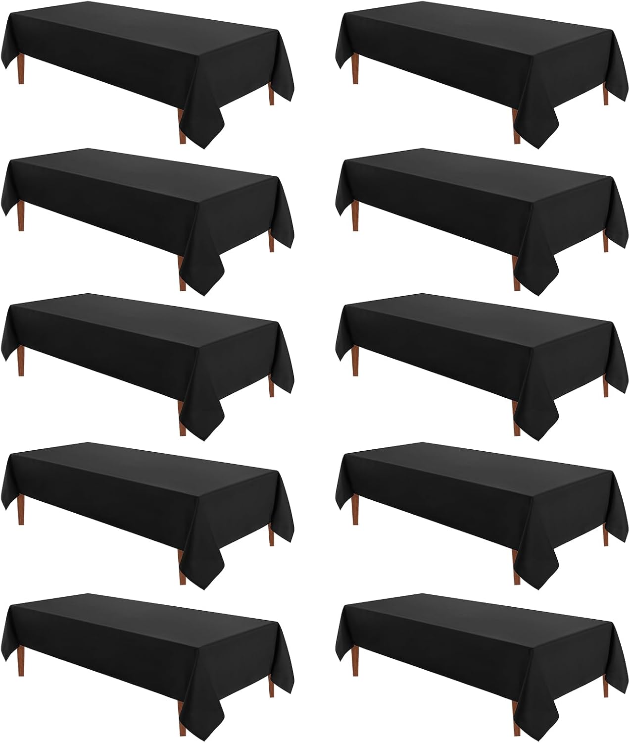 VidaFete Tablecloth 60 * 120inch 10pack Rectangle Table Cloth Polyester, Stain Wrinkle Resistant Dining Table Cover for Kitchen Dinning Party Wedding Rectangular Tabletop Buffet Decoration(Black)