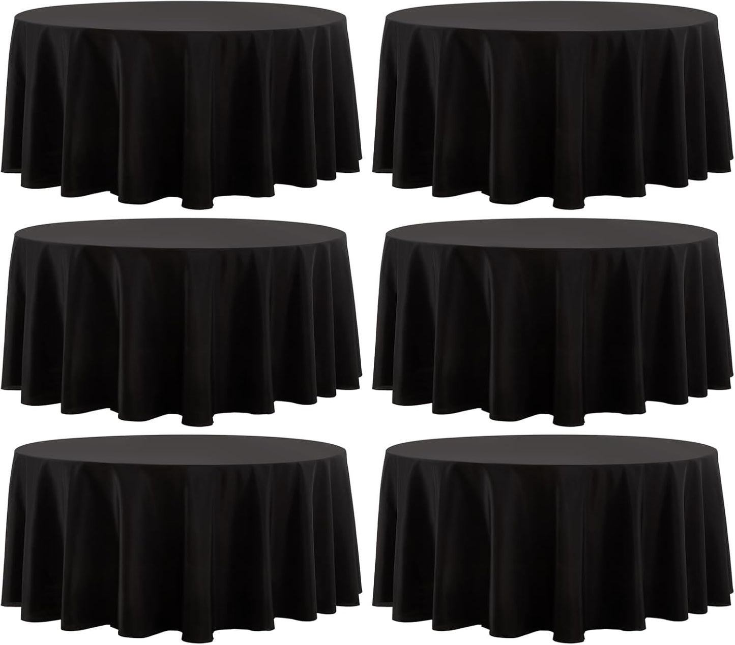 Round Tablecloth 6 Pack 90 Inch Black Tablecloths Washable Decorative Linen Polyester Table Clothes Cover for Dining Table Banquets Buffet Parties and Wedding