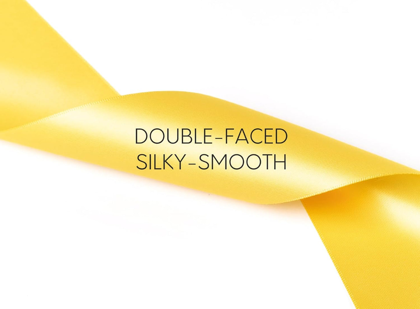 Yellow Ribbon 2.5 Inch Double-Faced Satin Ribbons 25 Yards for Crafts Gift Wrapping Flower Bouquet Wedding Paper Holiday Decorating
