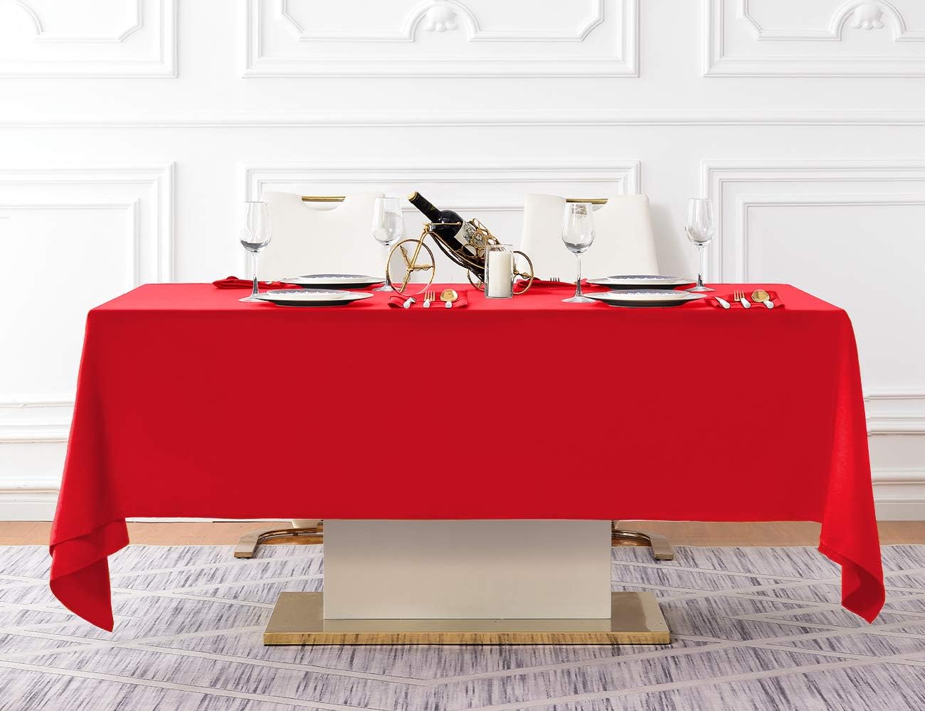 Surmente Red Tablecloth 60 x 102-inch Rectangular Polyester Table Cloth for Weddings, Banquets, or Restaurants