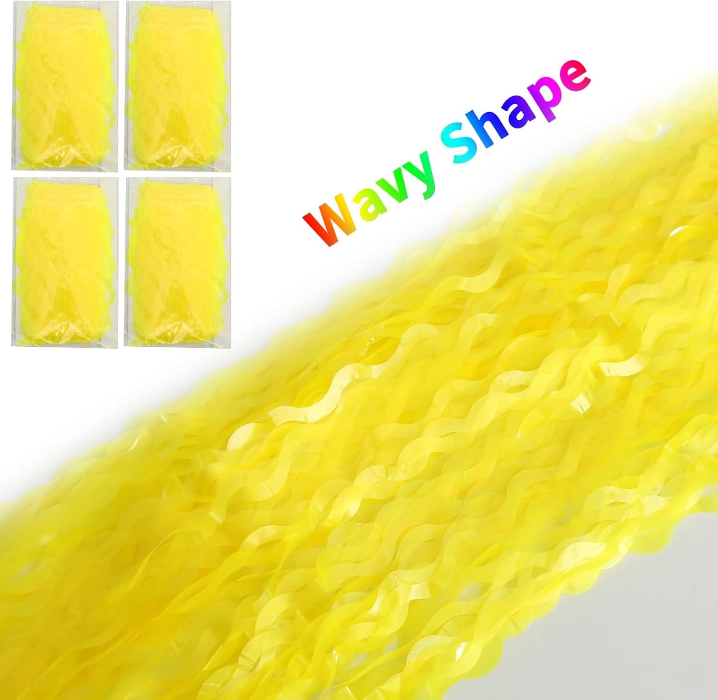 4 Pack Wavy Yellow Foil Curtain Backdrop -3.3 ft x 6.6 ft Gold Tinsel Backdrop Curtain Party Decorations Photo Booth Prop Backdrop Streamers for Birthday Bachelorette Graduation Wedding