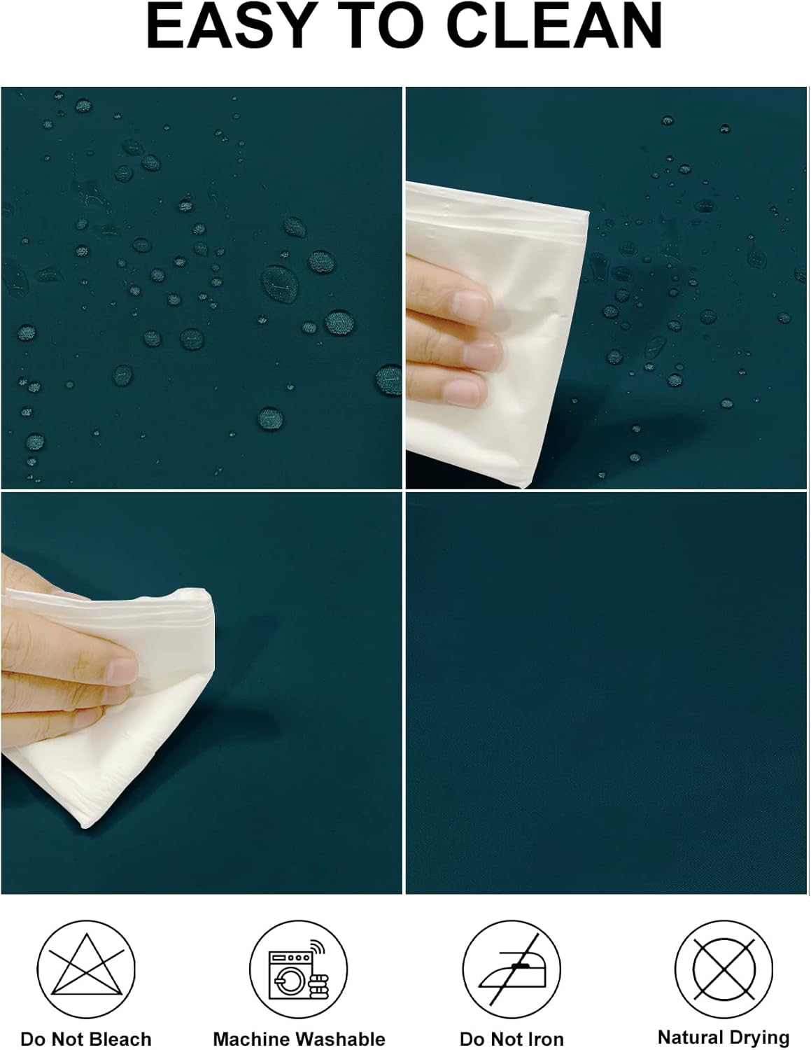 Fokitut 2 Pack Waterproof Round Tablecloth, 70 Inch, Stain Resistant and Wrinkle Polyester Table Cloth, Fabric Table Cover for Kitchen Dining, Wedding, Party, Holiday Dinner-Peacock Blue