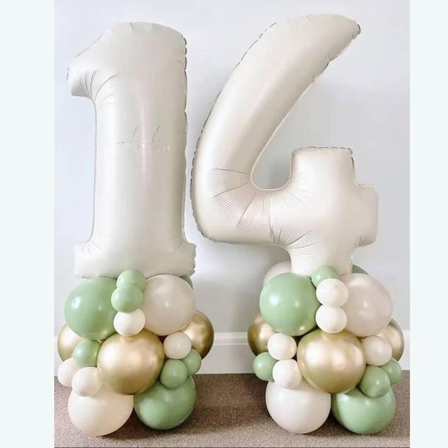 40 Inch Cream White Numbers Balloons0-9,Number 4 Digit Helium Balloons,Foil Mylar Big Number Balloons for 4th 14 Birthday Party Supplies Decorations Anniversary Wedding Supplies Decorations