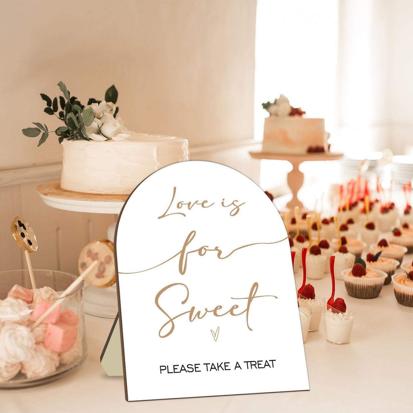 Bridal Shower Decor Supplies, Love is Sweet Please Take A Treat Sign, Love is Sweet Wooden Sign with Stand, Wedding Sign Bridal Shower Favors for Guests, Bridal Shower Party Supplies 9 * 11IN