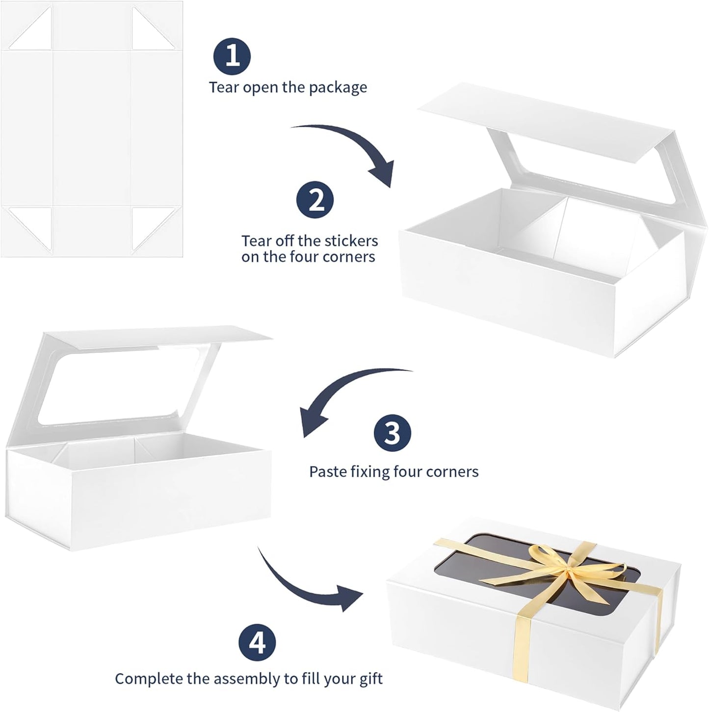 White Large Gift Box with Window, 13.5"x9"x4.3" Bridesmaid Box for Gifts Giving,Birthday Gift Boxe with Magnetic,Closure Lid Gift Boxs for Presents,Cute Box,Luxury for Gift Packaging,Gift Boxes for Wrapping Gifts