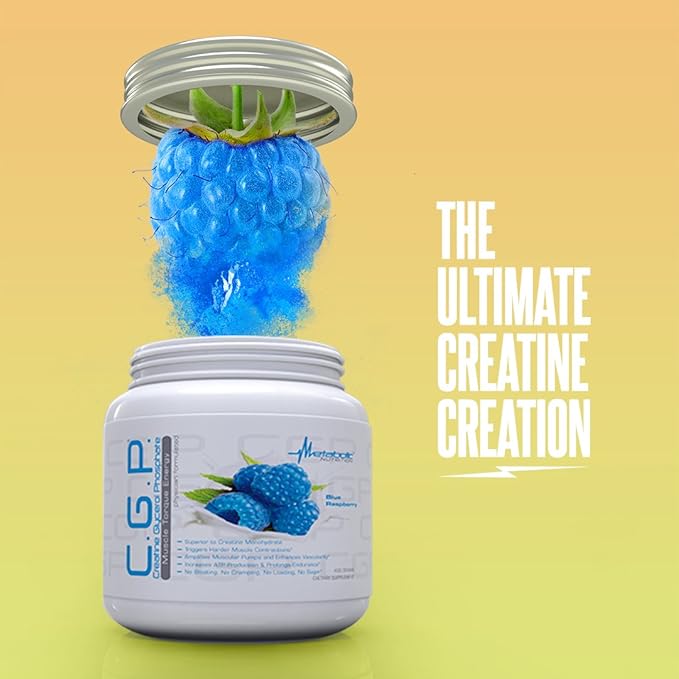 Metabolic Nutrition, CGP, Creatine Glycerol Phosphate, 100% Micronized Creatine Powder, Pre Intra Post Workout Supplement, Green Apple, 400 Grams (40 Servings)