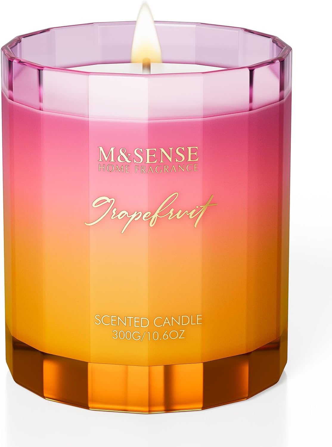 M&SENSE Grapefruit Scented Candles for Home, 10.6oz 60 Hours Non Toxic Natural Soy Candles in Glass Long Lasting Slow Burning, Unique Luxury Gifts Cozy Room Decor for Women Men