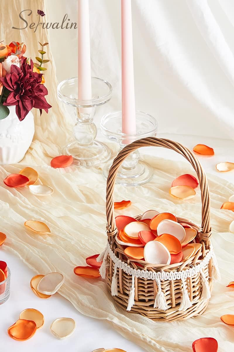 Serwalin 300Pcs Silk Rose Petals Flower Petals for Weddings Proposal Orange Petals Artificial Flower Petals for Aisle Basket Bridal Shower Table Decor (4 Color Mixes)