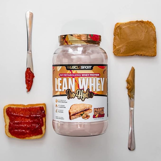 Musclesport Lean Whey Revolution™, Whey Protein Isolate with Hydrolyzed Whey - Low Calorie, Low Carb, Low Fat, Incredible Flavors - 25g Protein per Scoop (2LB, Peanut Butter & Jelly)
