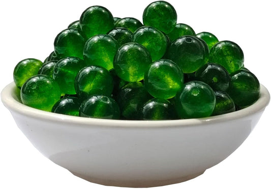 Stone Beads 10mm 60pcs Green Chalcedony Beads Round Loose Gemstones Beads for Bracelet Necklace Jewelry Making (10mm, 61034 Green Chalcedony)