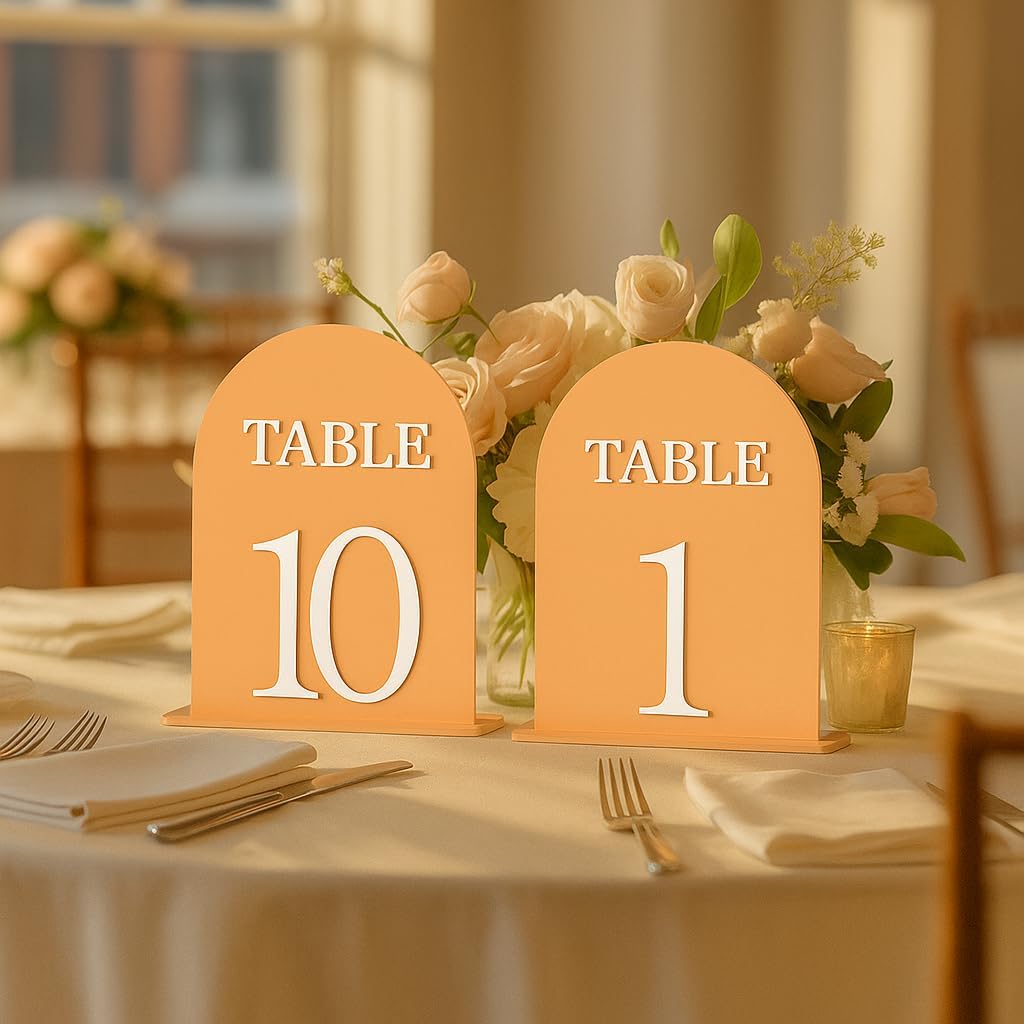 Arch Wedding Table Numbers 1-10 with Stands, 5" X 7" Double Sided Acrylic Wedding Sign Holders, Durable Non-Fading Table Number for Wedding Reception, Events, and Centerpieces