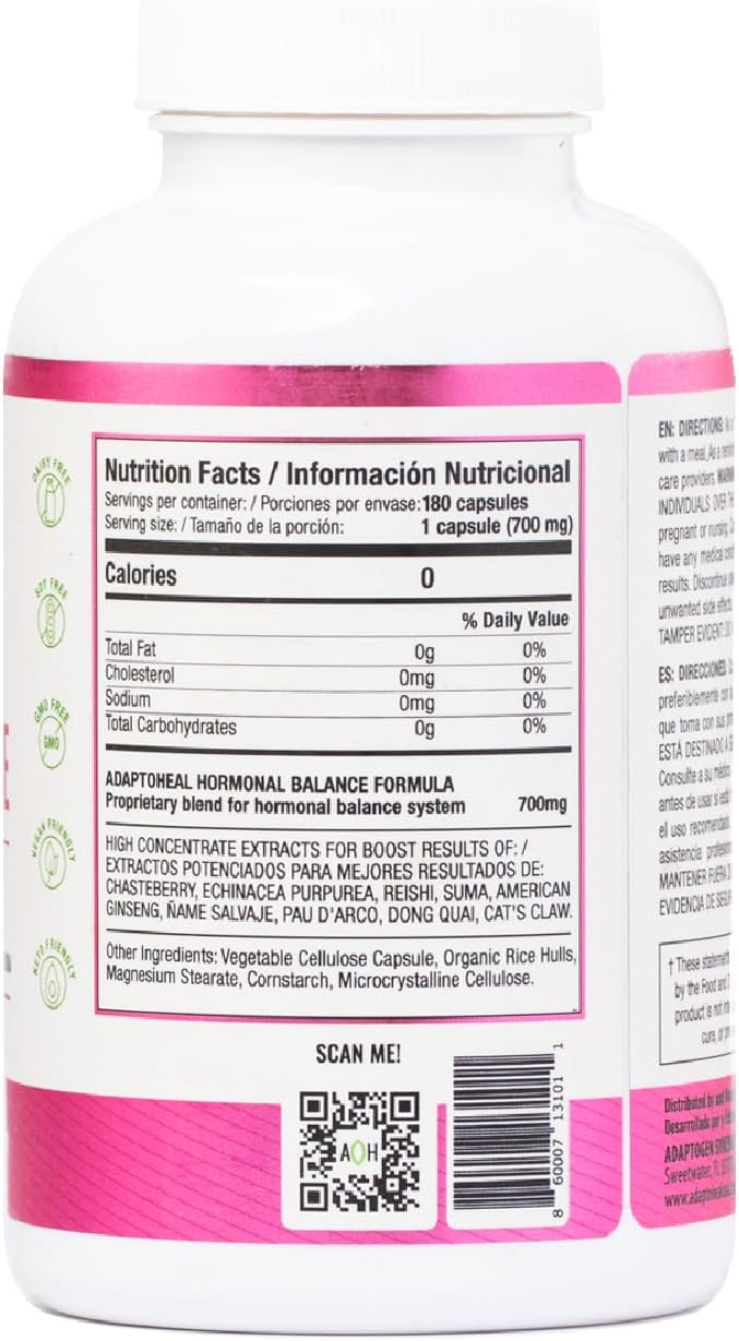 Hormone Balance for Women – Menopause & PMS Support Supplement – Adaptogens for Female Balance & Wellness – 180 Vegan Capsules