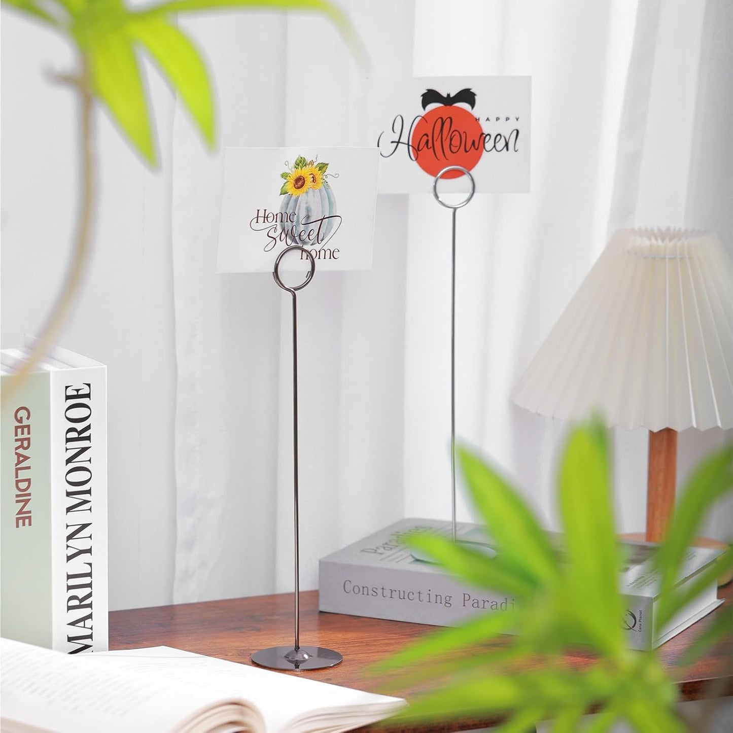 Urban Deco 24PK Table Number Holders Place Card Holders 12 Inch Table Card Holders Steel Card Holders for Photos, Food Signs, Memo Notes, Weddings, Restaurants, Birthdays (Black 24PK)