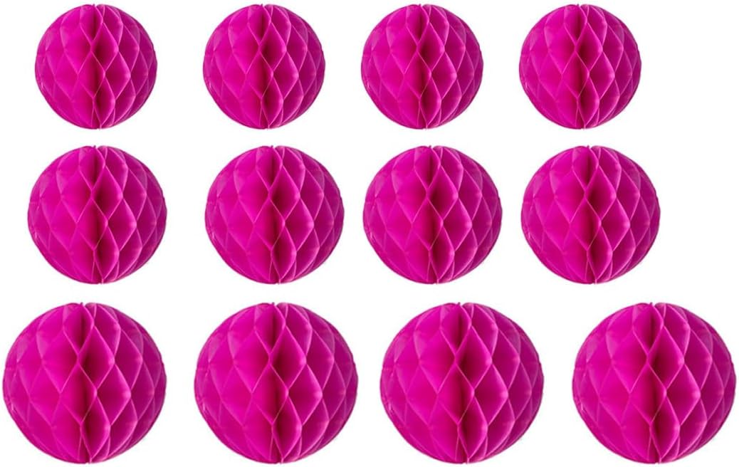 15pcs Honeycomb Balls Decorations 4'' 6'' 8'' Party Honeycomb Ball Flowers Tissue Pink Honeycomb Flower Ball Hanging Flower Balls for Baby Shower Birthday Wedding Nursery Decor(4'' 6'' 8'' Rose red)