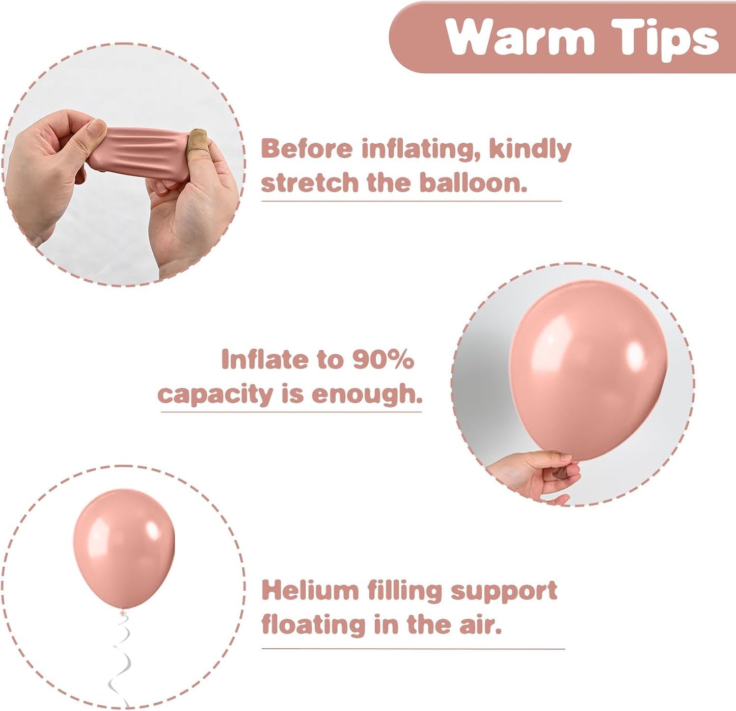 Dusty Pink Balloons, 12 Inch Pastel Pink Balloons, Blush Macaron Orange White Transparent Latex Balloon for Girl Baby Shower Gender Reveal Romantic Wedding Engagement Party Decorations