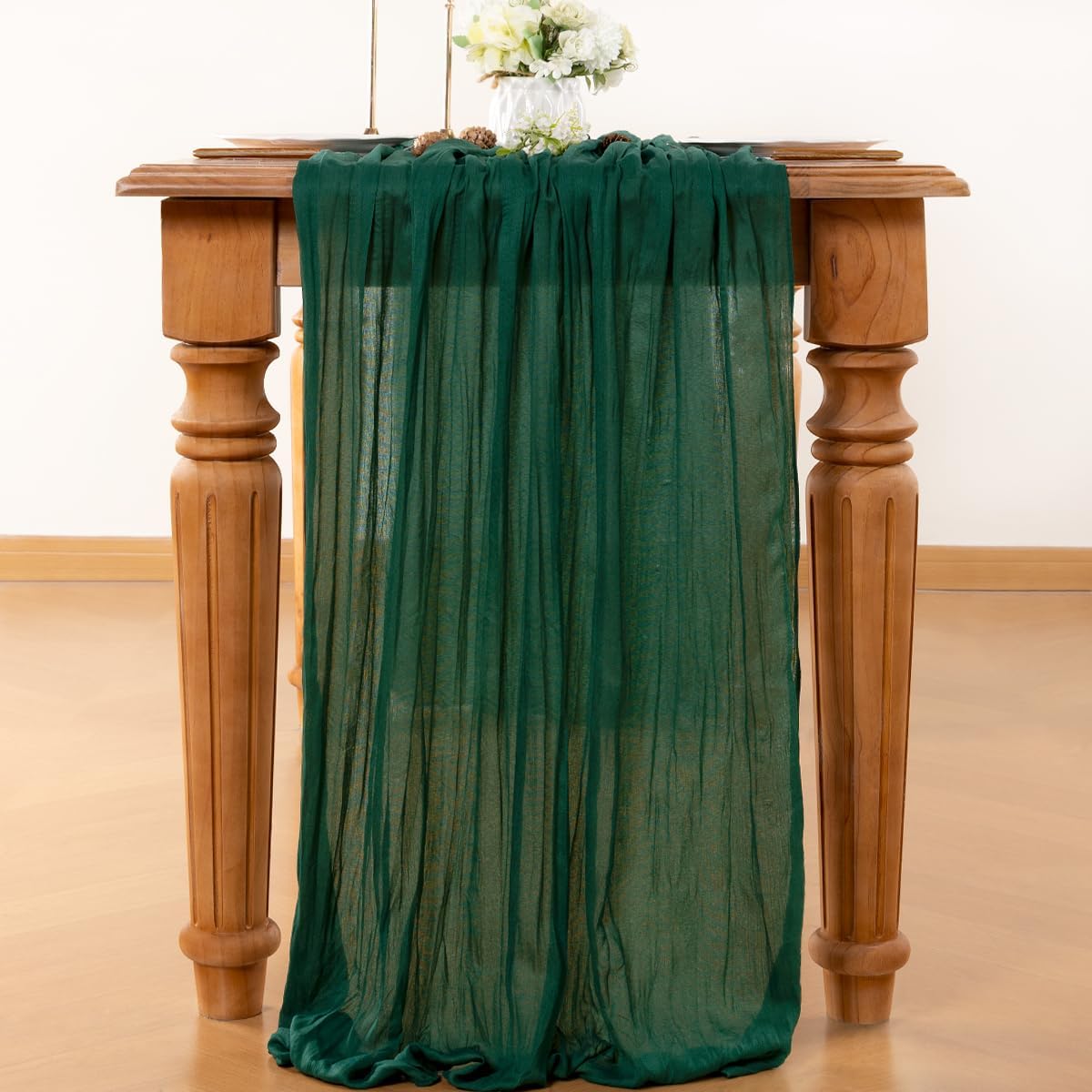 Emerald Green Cheesecloth Table Runner 10 Pack 10FT Farmhouse Table Runners 120 Inches Boho Decoration Fall Table Decor Dining Room Centerpiece Wedding Boho Baby Shower Birthday