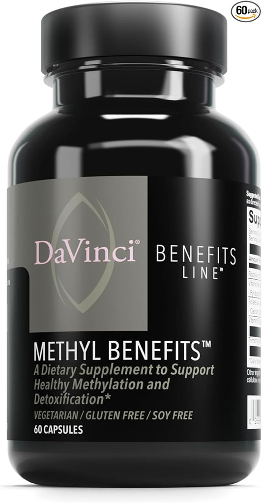 DAVINCI Labs Methyl Benefits - Dietary Supplement to Support Healthy Methylation, Detoxification and Energy Production* - with Vitamin B6, B12, Folate, and More - Gluten-Free - 60 Vegetarian Capsules